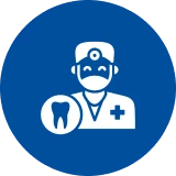 Dental professional symbol, blue background