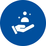 Blue circle with hand symbol