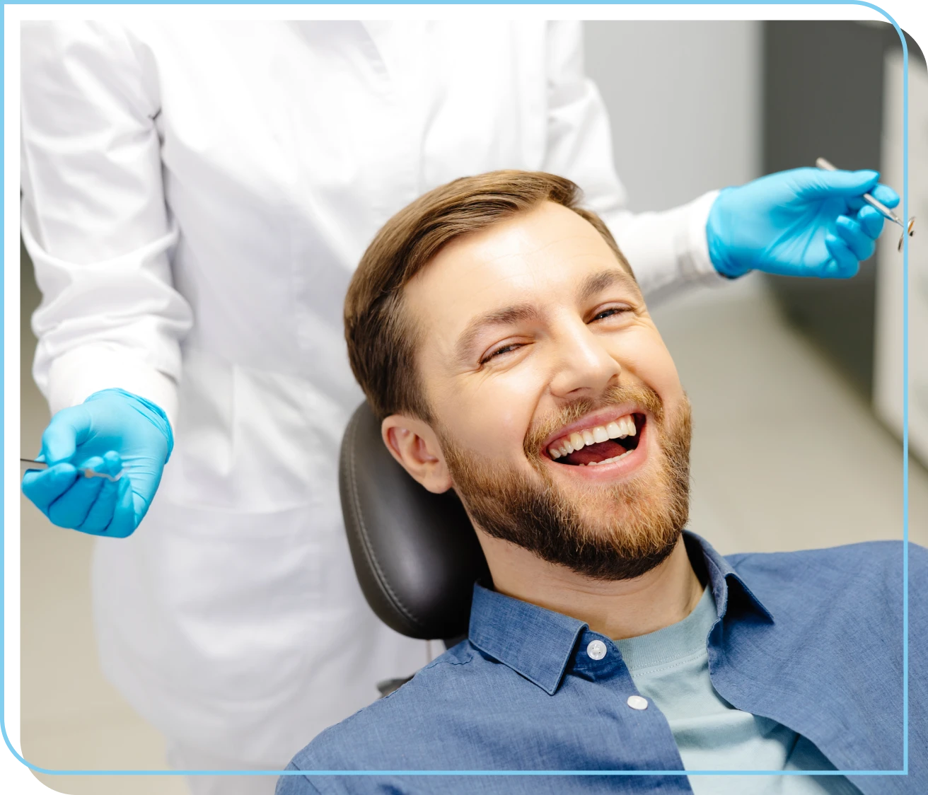 Man laughing during dental check-up